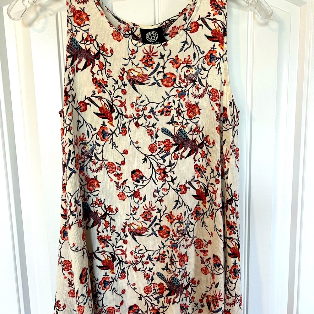 Floral Sleeveless Top - Cream and Red